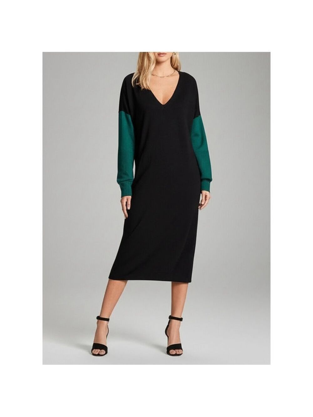 Free Assembly Sweater Dress XL Black Green